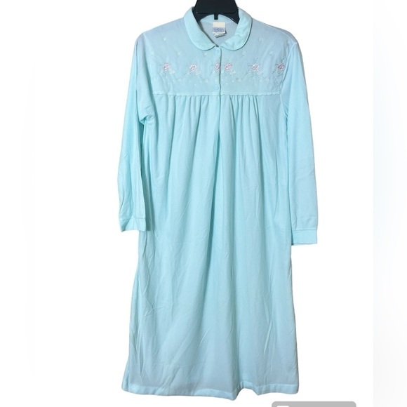 Katz 70’s Vintage Modest Embroidered Flannel Long Nightgown Medium Feminine - Picture 1 of 11
